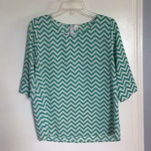 Lime green and beige stripped blouse